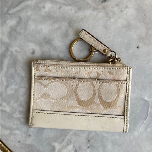 Coach Bags Coach Leatherware Cream Mini Keychain Wallet Poshmark
